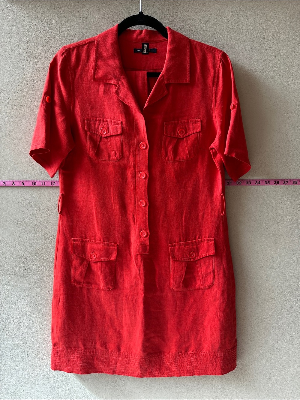 Banana Republic Women’s Short-Sleeve Red Button-Up Safari Dress